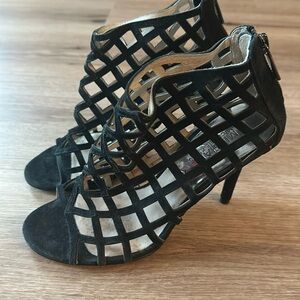 Michael Kors black cage heels with zipper size 6.5